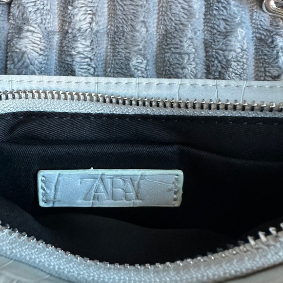 Zara Grey Croc pattern Silver Chain Shoulder Hand Bag - Picture 3 of 7